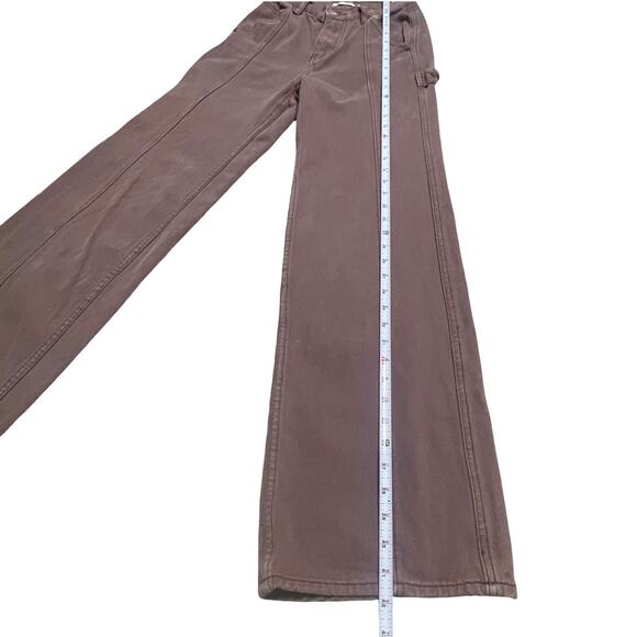 PacSun Ultra High Rise Flare Carpenter Jeans Brown Faded, Y2K Size 23 - Picture 12 of 12